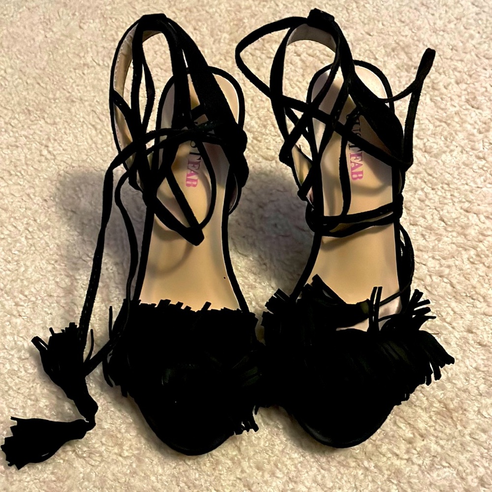 Black strappy heels